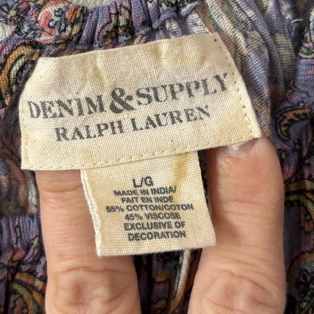 Denim & Supply Ralph Lauren purple floral 3/4 Sleeve mini dress Size L - Picture 4 of 7